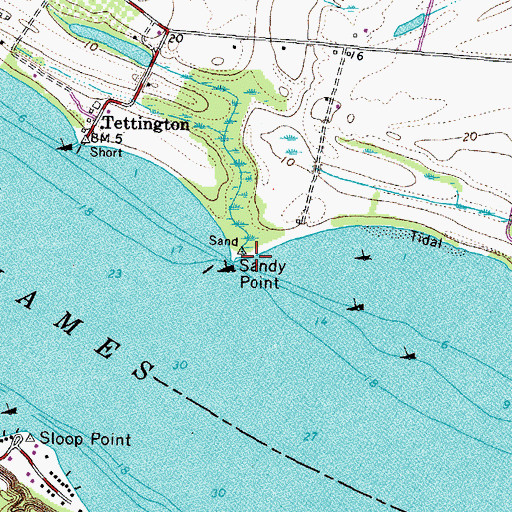 Topographic Map of Sandy Point, VA