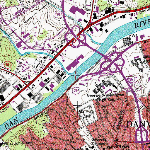 Topographic Map of Sandy River, VA