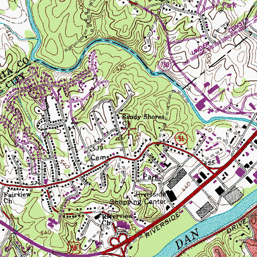 Topographic Map of Sandy Shores Church, VA