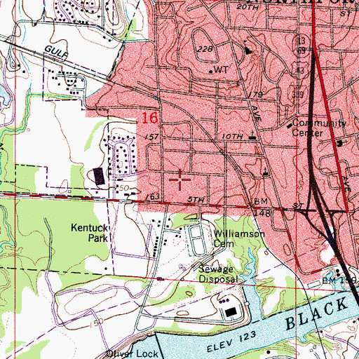 Topographic Map of Central Baptist Church, AL