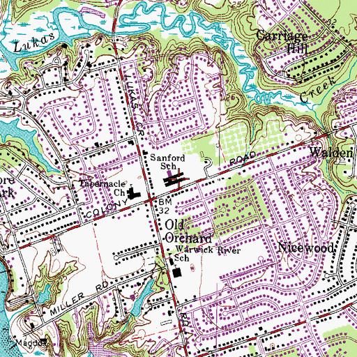 Topographic Map of Sanford Elementary School, VA