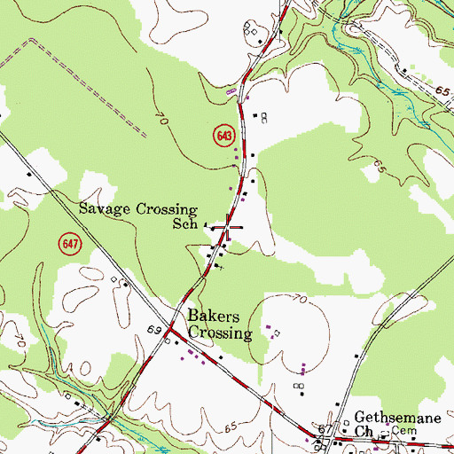 Topographic Map of Savage Crossing School, VA