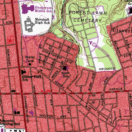 Topographic Map of Scott School, VA
