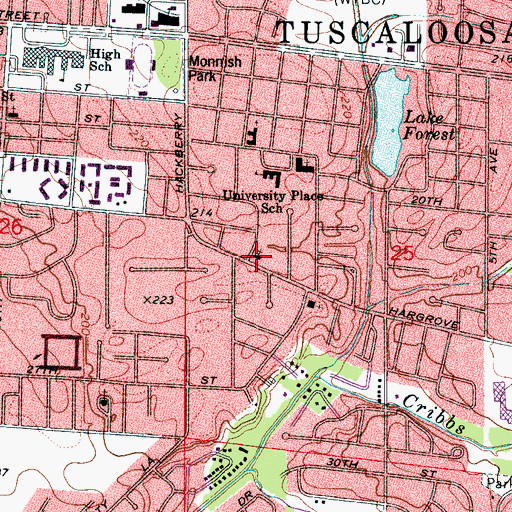 Topographic Map of Central Church of Christ, AL