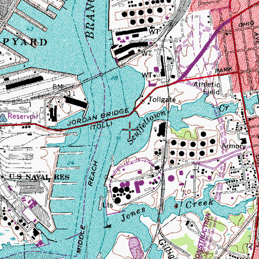 Topographic Map of Scuffeltown Creek, VA