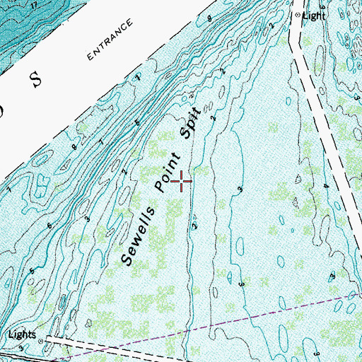 Topographic Map of Sewells Point Spit, VA