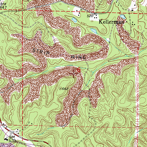 Topographic Map of Central City (historical), AL