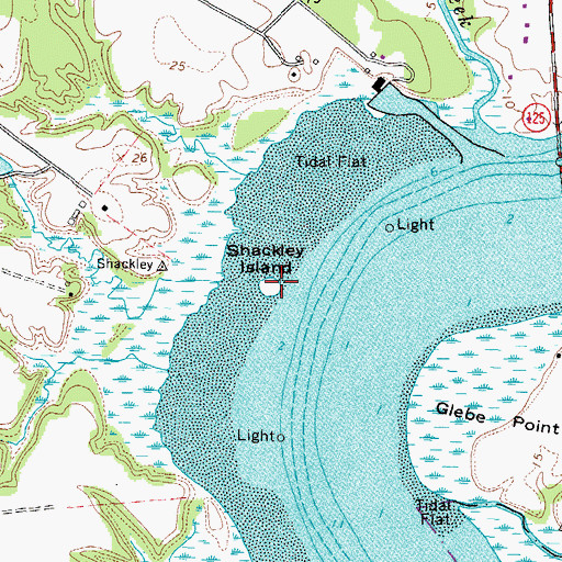 Topographic Map of Shackley Island, VA