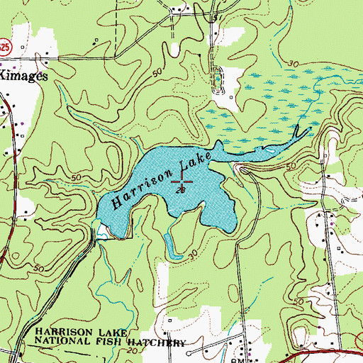 Topographic Map of Harrison Lake, VA