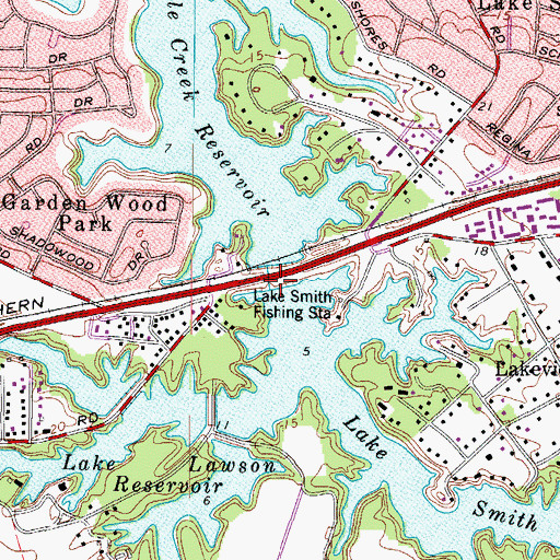 Topographic Map of Lake Smith, VA