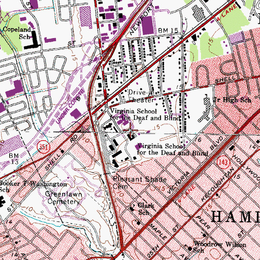 Topographic Map of Virginia School for the Deaf Blind and Multi-Disabled, VA