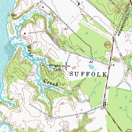 Topographic Map of Wright Cemetery, VA