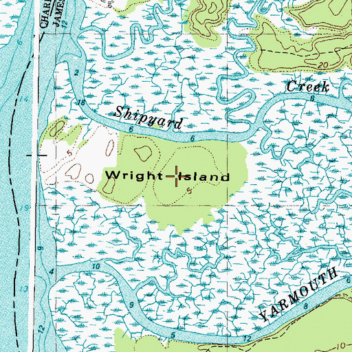 Topographic Map of Wright Island, VA