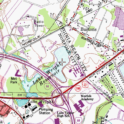 Topographic Map of Lake Wright, VA