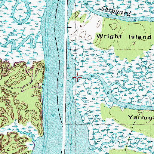 Topographic Map of Yarmouth Creek, VA