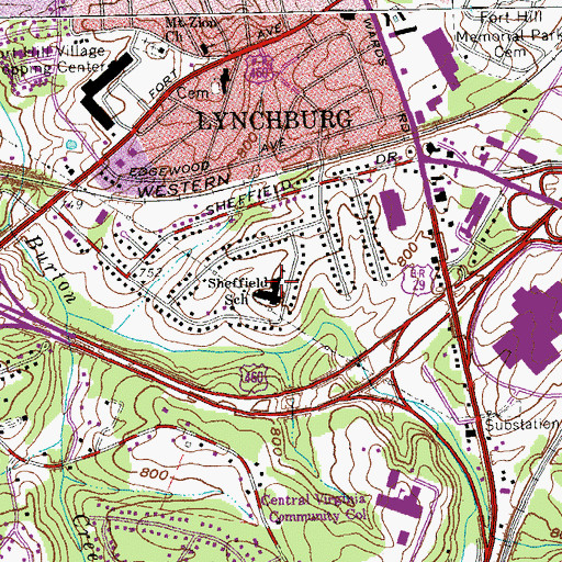 Topographic Map of Sheffield Elementary School, VA