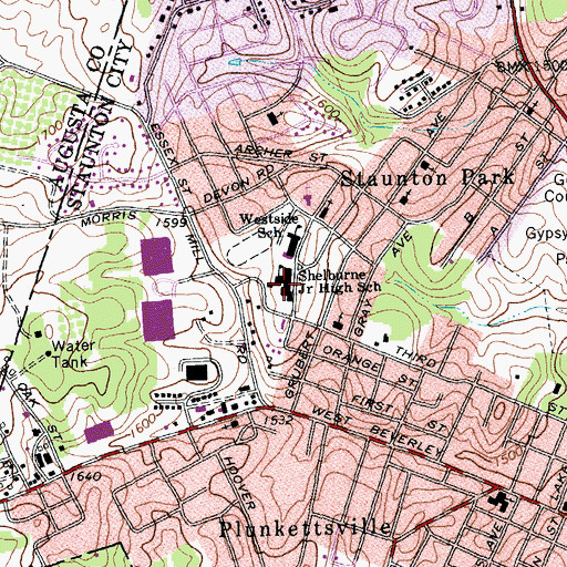 Topographic Map of Shelburne Middle School, VA