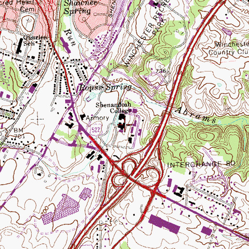 Topographic Map of Shenandoah University, VA