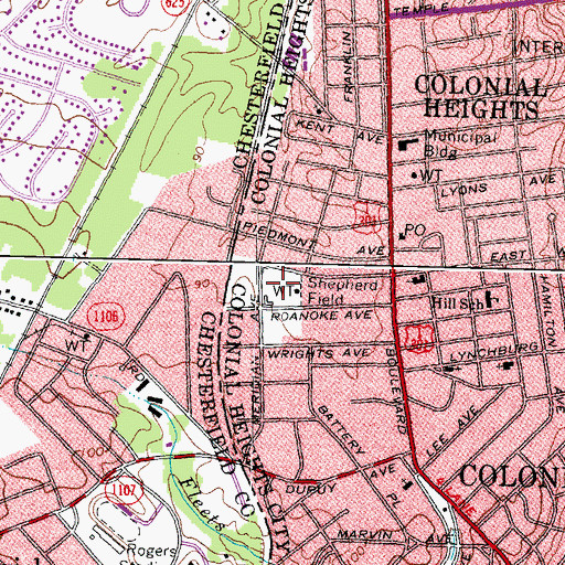 Topographic Map of Shepherd Field, VA