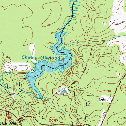 Topographic Map of Shirley Millpond, VA