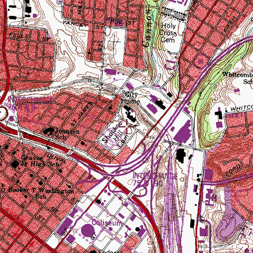 Topographic Map of Shockoe Hill Cemetery, VA