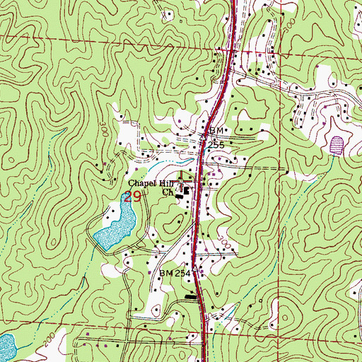 Topographic Map of Chapel Hill Cemetery, AL