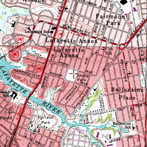 Topographic Map of Shoop Park, VA