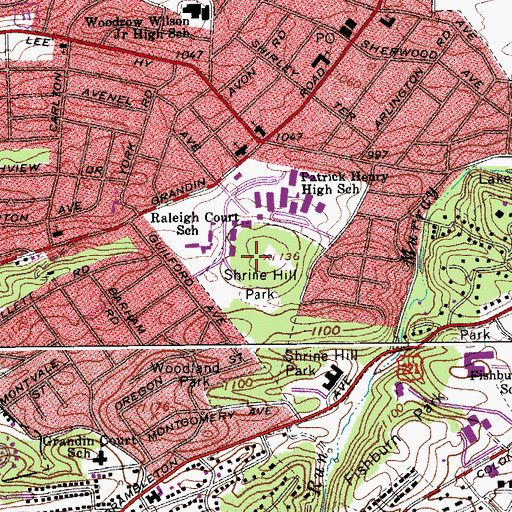 Topographic Map of Shrine Hill Park, VA