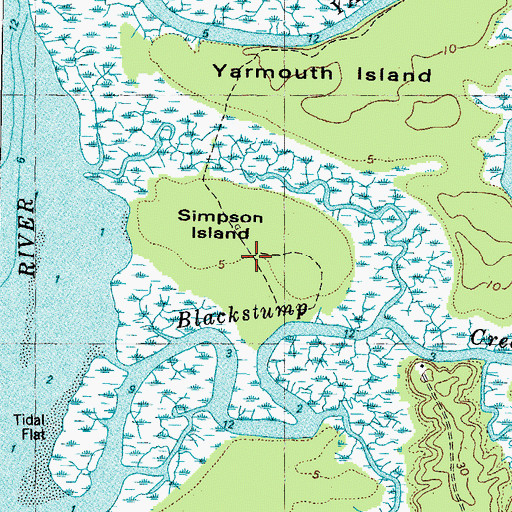 Topographic Map of Simpson Island, VA