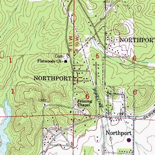 Topographic Map of Chapelwood, AL
