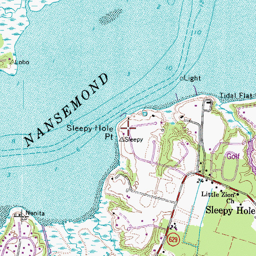 Topographic Map of Sleepy Hole Point, VA