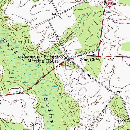 Topographic Map of Somerton Friends Meeting House, VA
