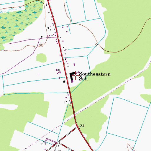 Topographic Map of Southeastern Elementary School, VA