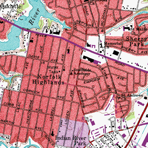 Topographic Map of Southside Academy, VA