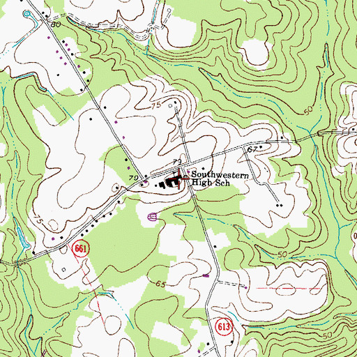 Topographic Map of Southwestern Elementary School, VA