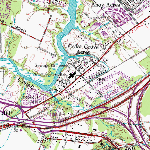 Topographic Map of Southwestern Elementary School, VA