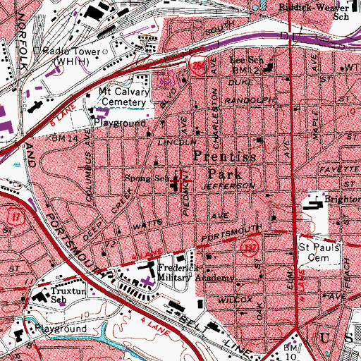 Topographic Map of Emily Spong Elementary School, VA