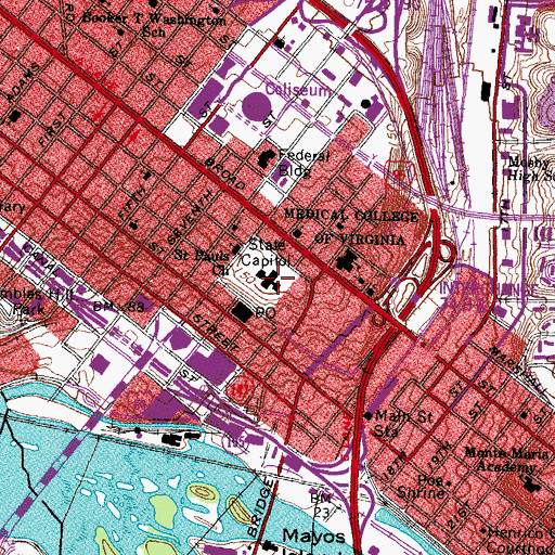 Topographic Map of Virginia State Capitol, VA