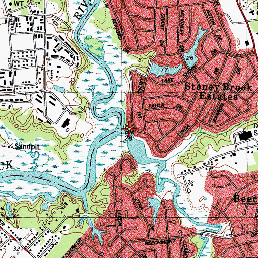 Topographic Map of Stony Run, VA