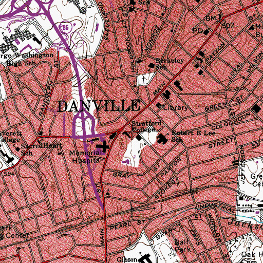Topographic Map of Stratford College, VA