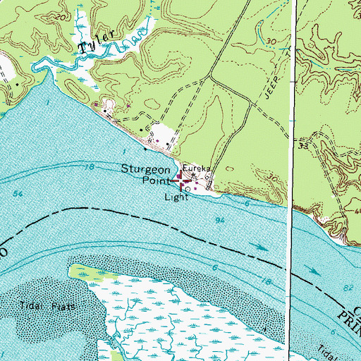 Topographic Map of Sturgeon Point, VA