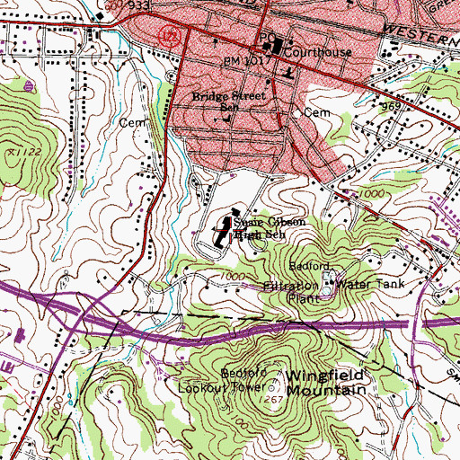 Topographic Map of Bedford Science and Technology Center, VA