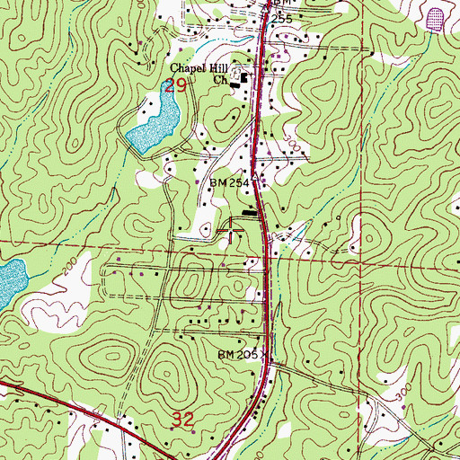 Topographic Map of Chestnut Hill, AL