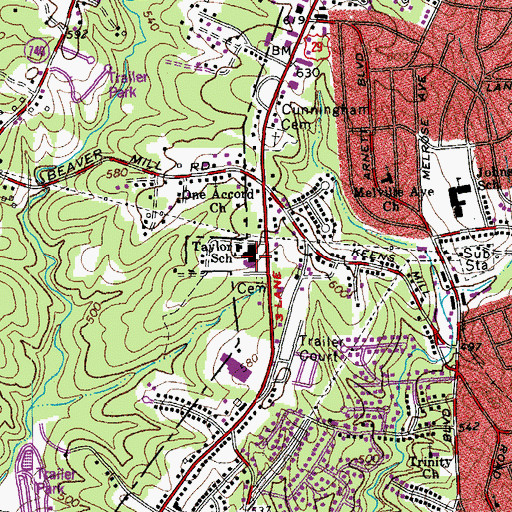 Topographic Map of Irvin W Taylor Elementary School, VA