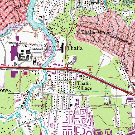 Topographic Map of Thalia, VA