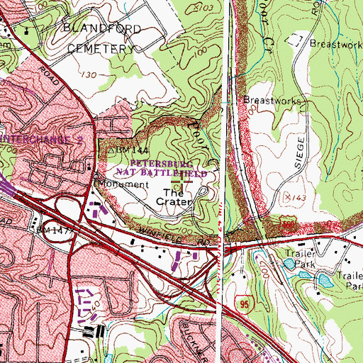 Topographic Map of The Crater, VA