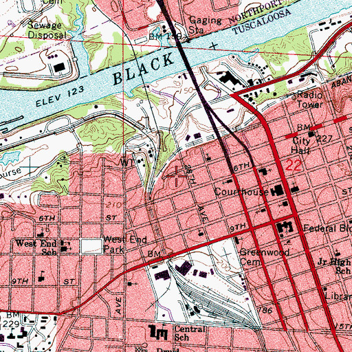 Topographic Map of Childress Hill, AL