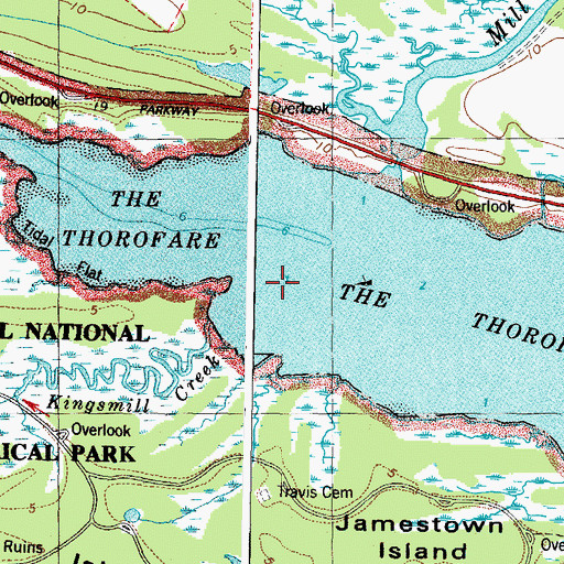 Topographic Map of The Thorofare, VA