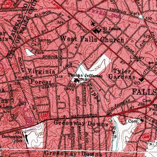 Topographic Map of Thomas Jefferson Elementary School, VA