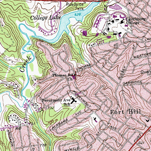 Topographic Map of Thomas Road Church, VA